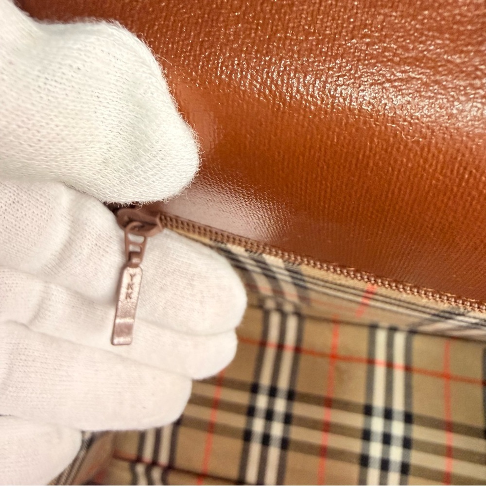 Vintage Burberry Leather Satchel Two Way Work Bag Tan - Picture 8 of 17
